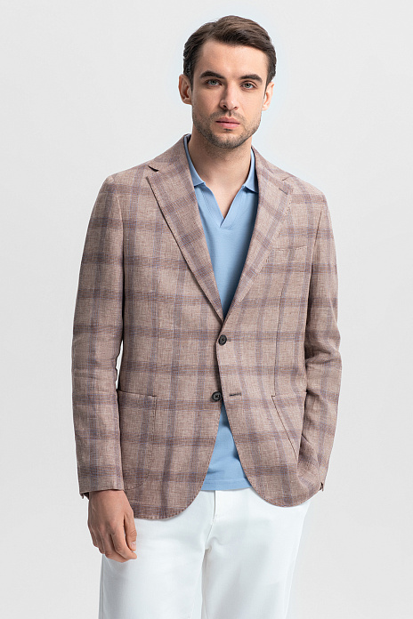 Пиджак изо льна, цвет Коричневый светлый
