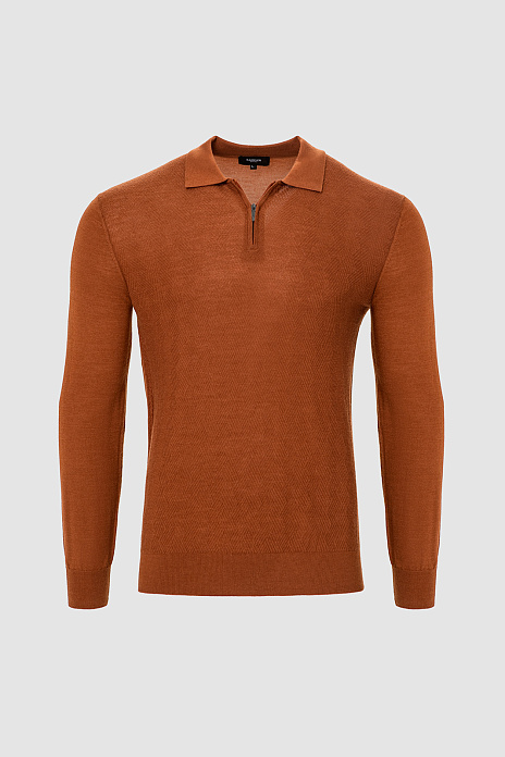 Джемпер поло из шерсти и шелка, цвет Коричневый светлый