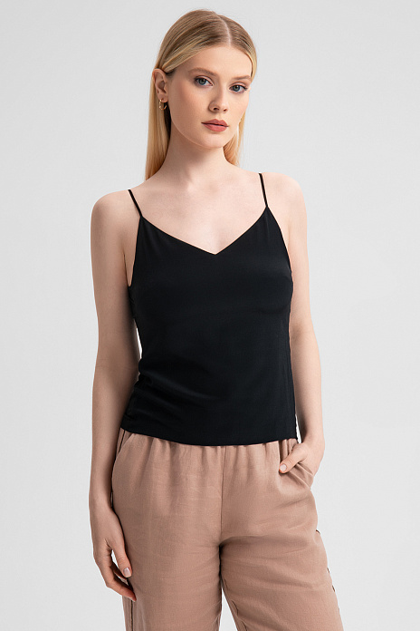 Топ из шелка, цвет Черный