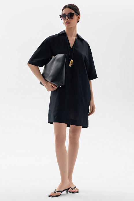 Платье изо льна, цвет Черный