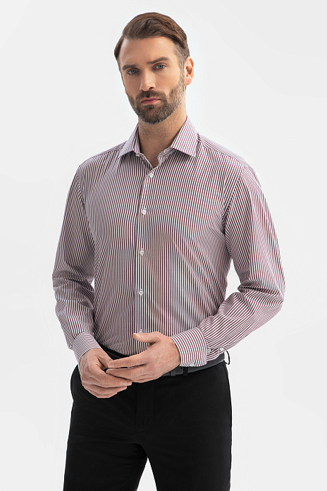 Сорочка из хлопка в полоску, цвет Бордовый