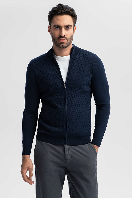 Кардиган из хлопка Пима, цвет Синий темный