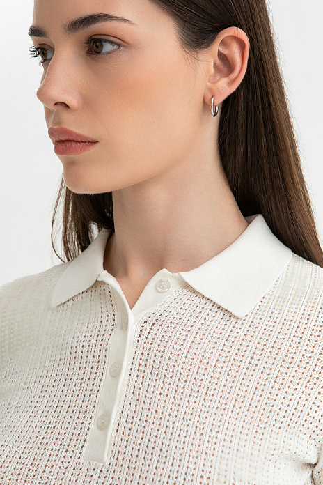 Поло из хлопка и шелка, цвет Белый