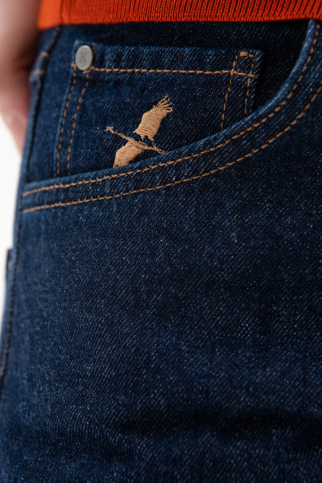 Джинсы с отворотами, цвет Синий темный