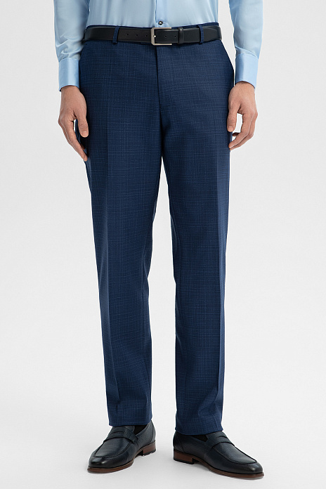 Брюки из шерсти и льна с водоотталкивающей обработкой, цвет Синий