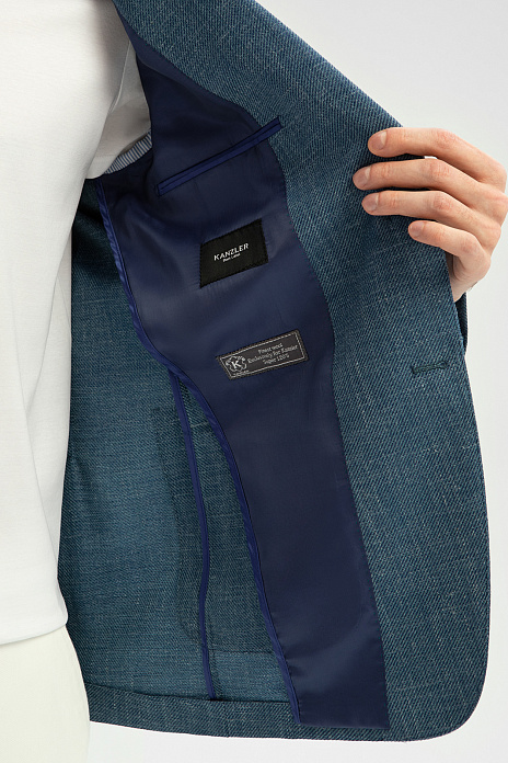 Пиджак из шерсти, льна и шелка, устойчивый к сминанию, цвет Синий