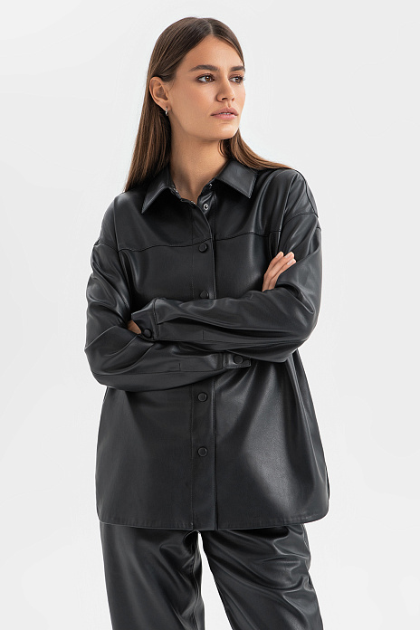 Рубашка из экокожи, цвет Черный