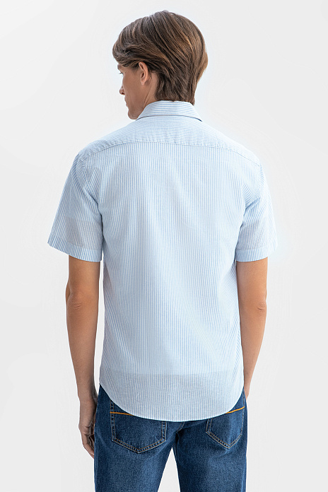 Сорочка с коротким рукавом из австрийской ткани Getzner, цвет Голубой светлый