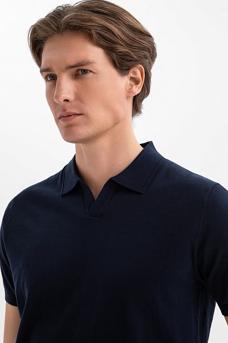 Поло из хлопка Пима, цвет Синий темный