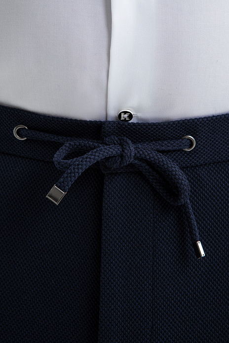 Брюки из тенсела и хлопка на кулиске, цвет Синий темный