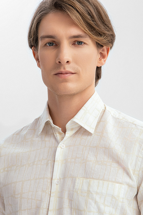 Сорочка с коротким рукавом из австрийской ткани Getzner, цвет Бежевый