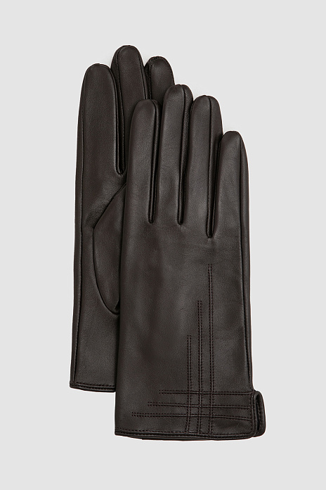 Перчатки из натуральной кожи, цвет Коричневый темный