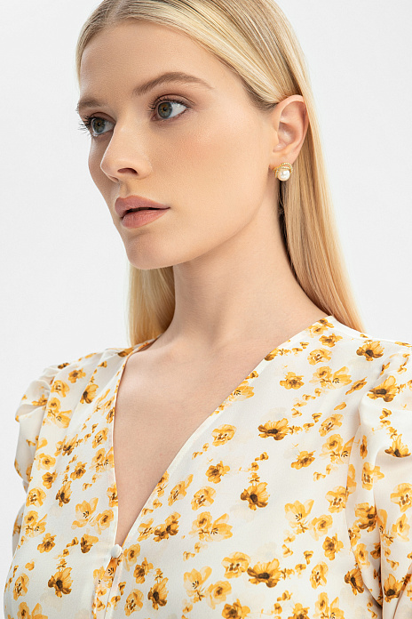 Платье-миди с цветочным узором, цвет Белый