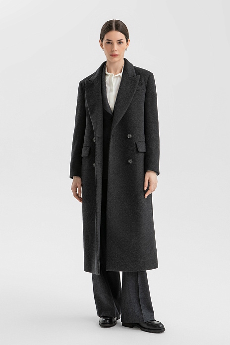 Пальто из смесовой шерсти, цвет Серый темный