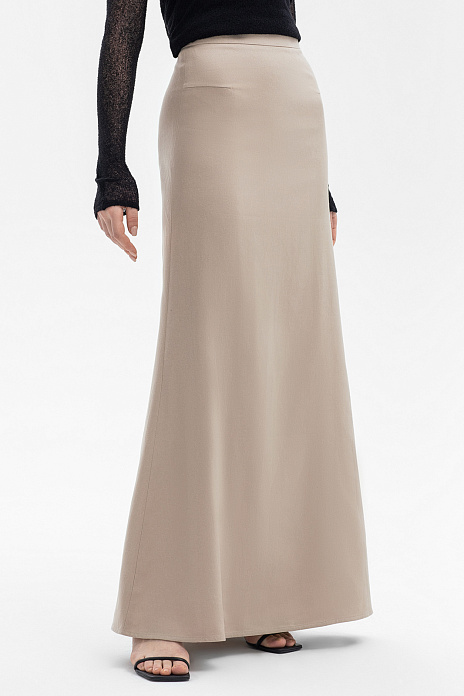 Юбка изо льна и тенсела, цвет Бежевый