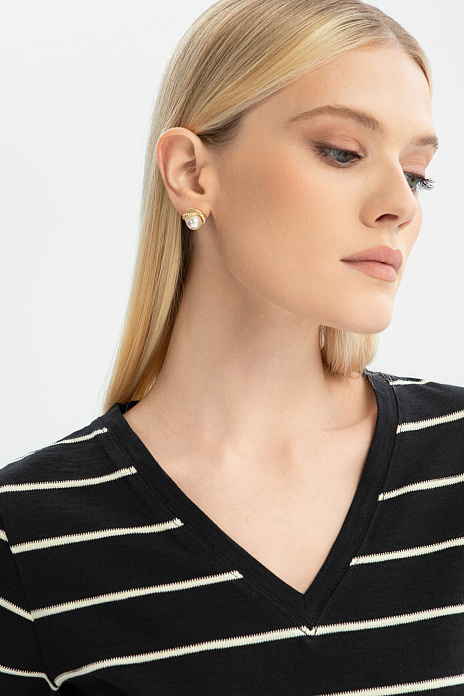 Футболка в полоску, цвет Черный