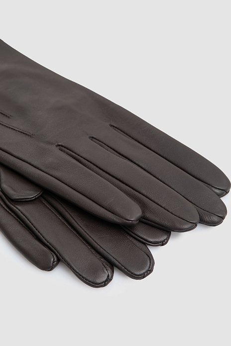 Перчатки из натуральной кожи, цвет Коричневый темный