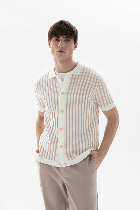 Сорочка с коротким рукавом из хлопка и льна, цвет Бежевый