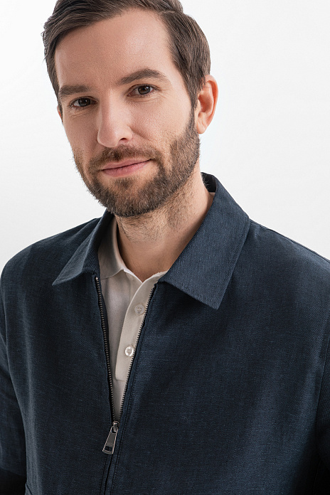 Куртка изо льна, цвет Синий темный