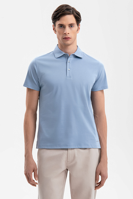 Поло из мерсеризованного хлопка, цвет Голубой