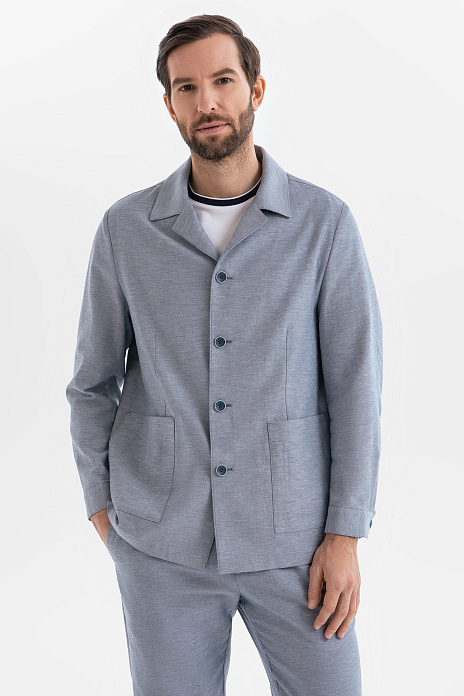 Пиджак из хлопка и льна, цвет Голубой