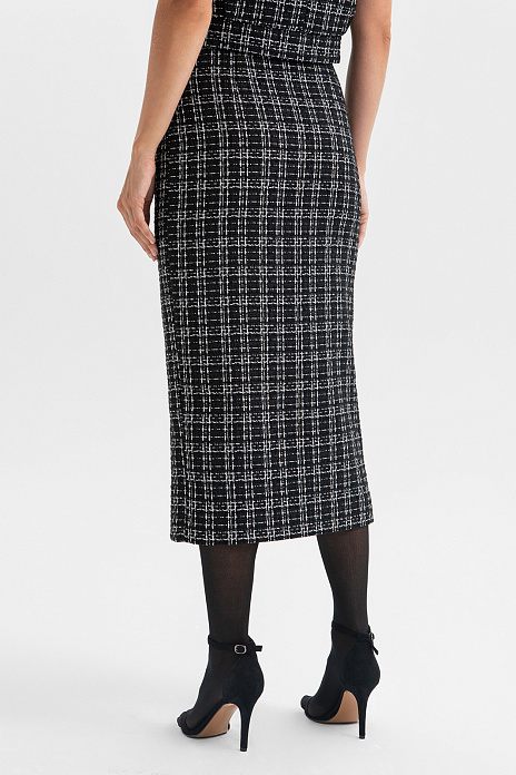 Юбка-карандаш в клетку, цвет Черный