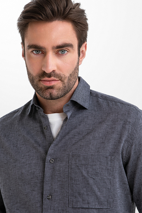 Сорочка изо льна и хлопка Getzner (Австрия), цвет Серый темный