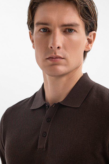 Поло из хлопка Пима, цвет Коричневый темный