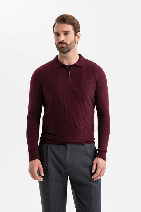 Джемпер поло из шерсти и шелка, цвет Бордовый