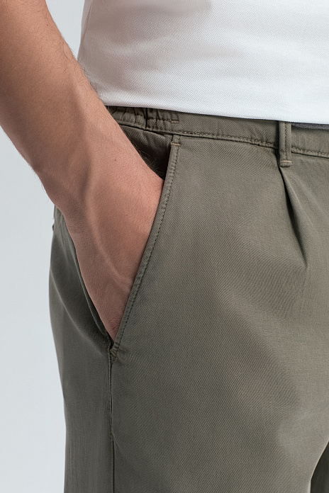 Брюки из тенсела и хлопка, цвет Оливковый