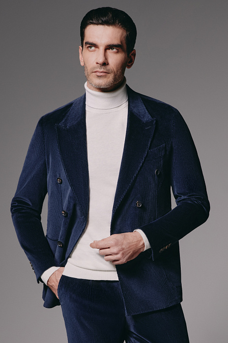 Пиджак из вельвета Duca Visconti Di Modrone, лимитированная коллекция, цвет Синий темный