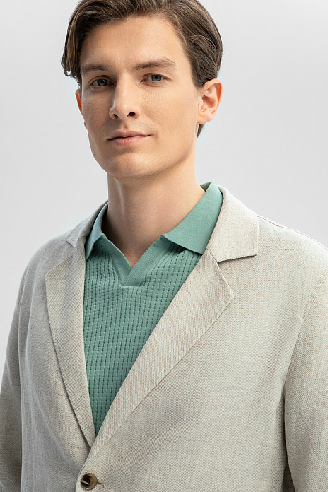 Пиджак изо льна и хлопка, цвет Бежевый светлый