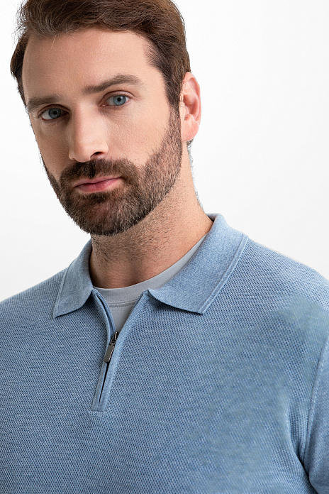 Джемпер поло из хлопка Пима, цвет Голубой