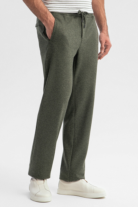 Брюки из итальянской шерстяной ткани Vitale Barberis, лимитированная коллекция, цвет Оливковый