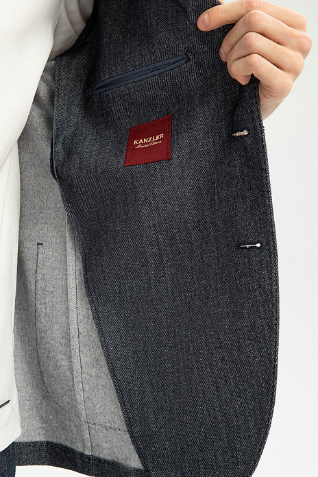 Пиджак из хлопка и шерсти Lanificio TG di Fabio, лимитированная коллекция, цвет Синий темный