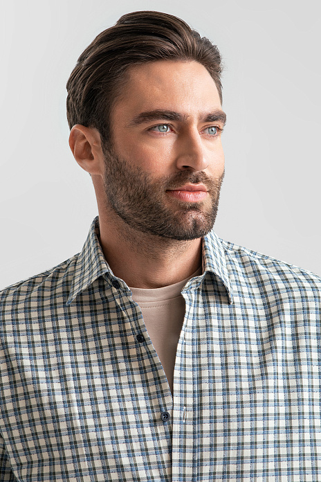 Фланелевая рубашка в клетку, цвет Зеленый