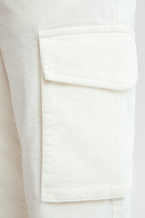 Брюки карго из вельвета, цвет Молочный