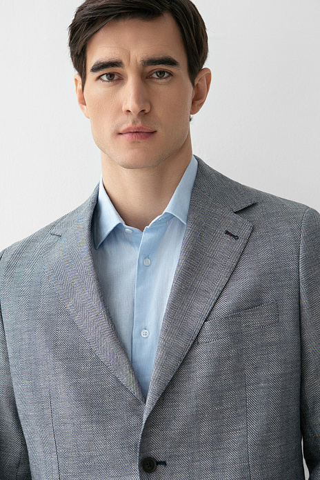 Пиджак изо льна и шерсти, лимитированная коллекция, цвет Голубой