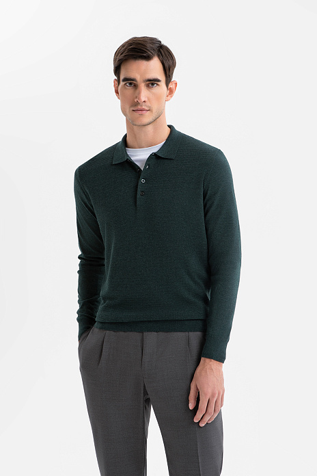 Джемпер поло из хлопка Пима, цвет Зеленый темный