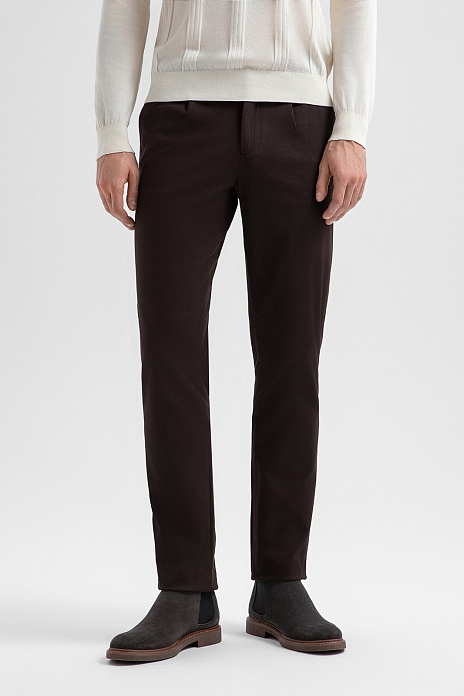 Брюки из хлопка, цвет Коричневый темный