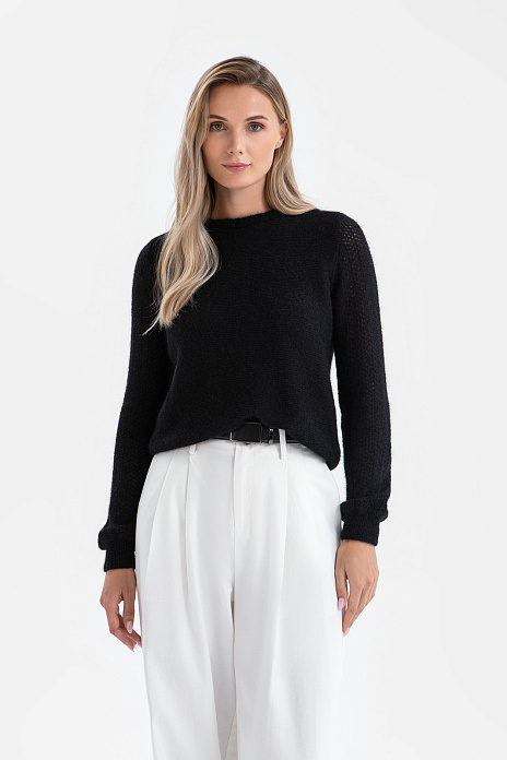 Джемпер из шелка, мохера и шерсти альпаки, цвет Черный