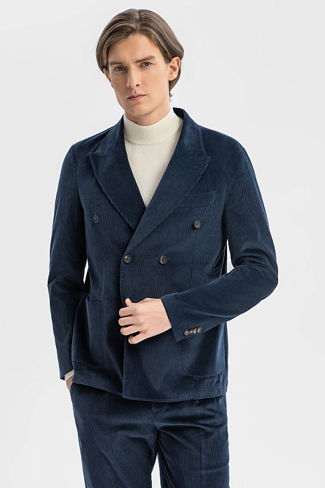 Пиджак из вельвета Duca Visconti Di Modrone, лимитированная коллекция, цвет Синий темный