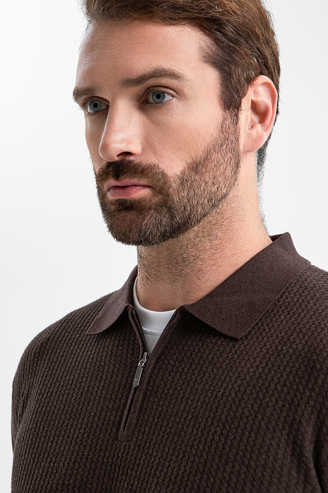 Джемпер поло из хлопка Пима, цвет Коричневый