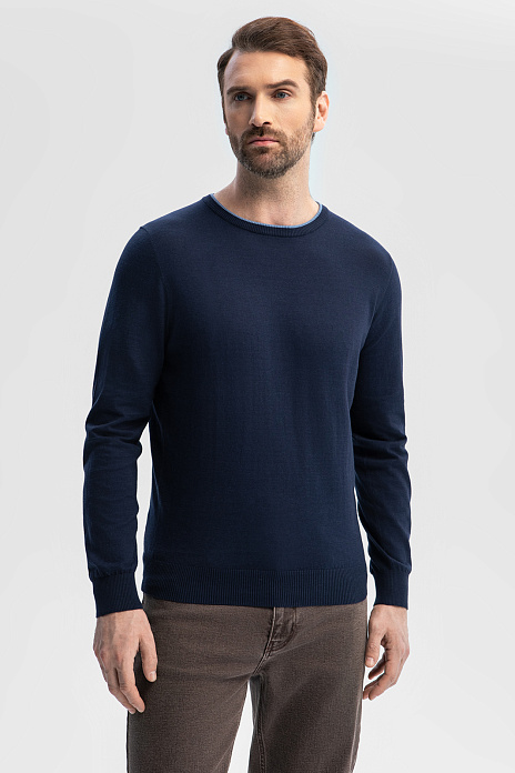 Джемпер из хлопка и льна, цвет Синий темный