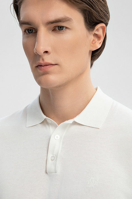 Поло из хлопка, шелка и льна, цвет Белый