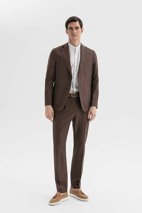 Брюки изо льна и хлопка, цвет Коричневый