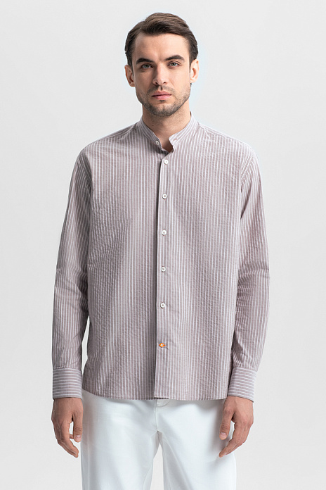 Сорочка из итальянской хлопковой ткани Canclini, цвет Коричневый