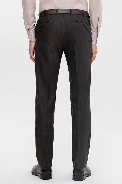 Брюки из шерсти, устойчивой к сминанию, цвет Коричневый темный