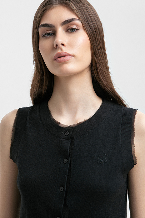 Блузка из хлопка и вискозы, цвет Черный